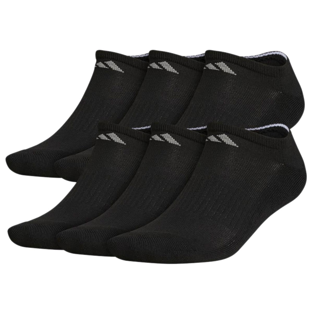 Adidas Athletic Cushioned 6 Pack Of No Show Socks - Black/Aluminum 2 image 1