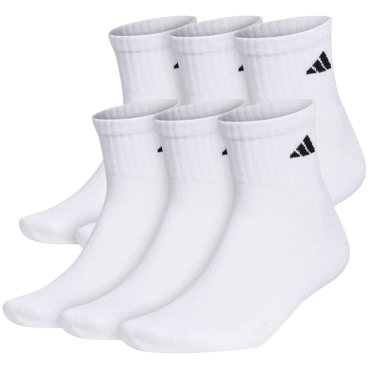 Adidas Athletic Cushioned 6 Pack Of Quarter Socks - White/Black image 1