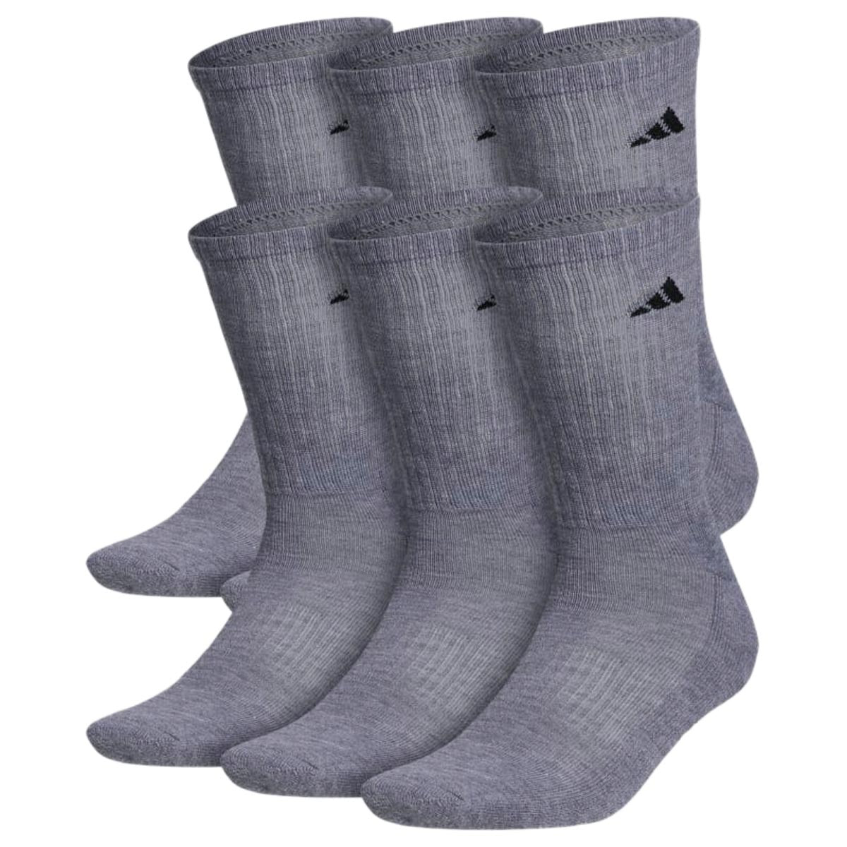 Adidas Athletic Cushioned 6 Pack Of Crew Socks - Heather Grey/Black image 1