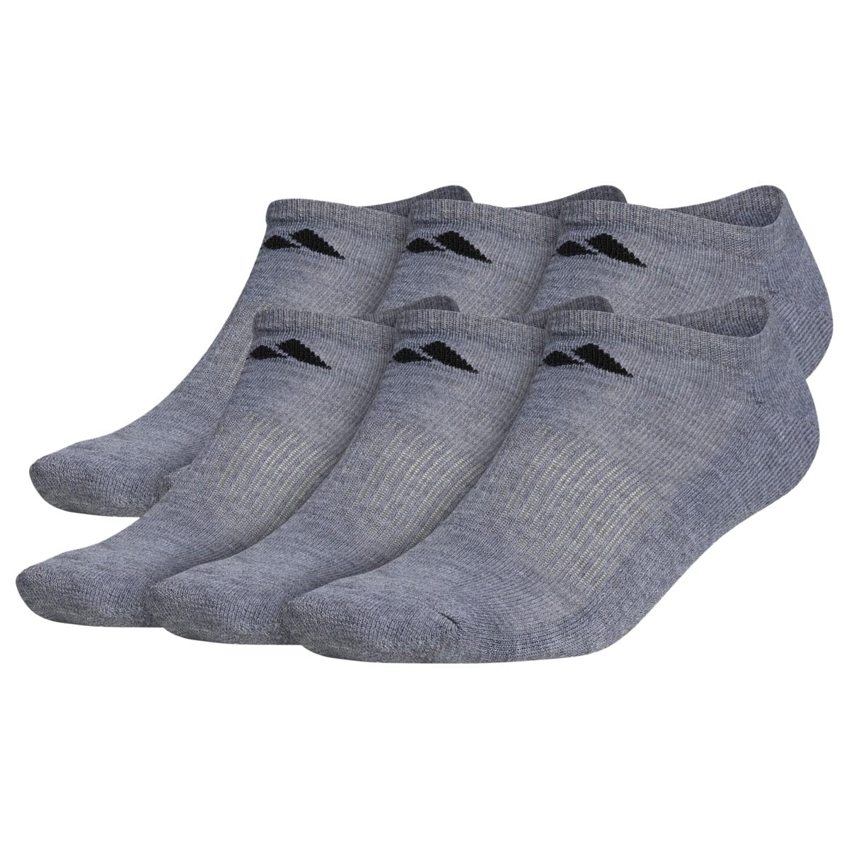 Adidas Athletic Cushioned 6 Pack Of No Show Socks - Heather Grey/Black image 1