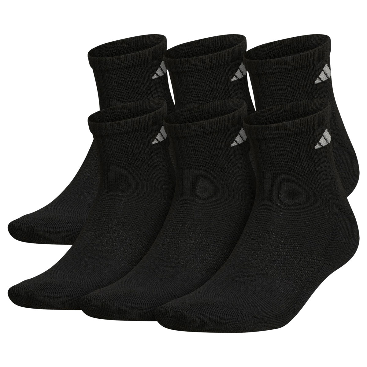 Adidas Athletic Cushioned 6 Pack Of Quarter Socks - Black/Aluminum 2 image 1