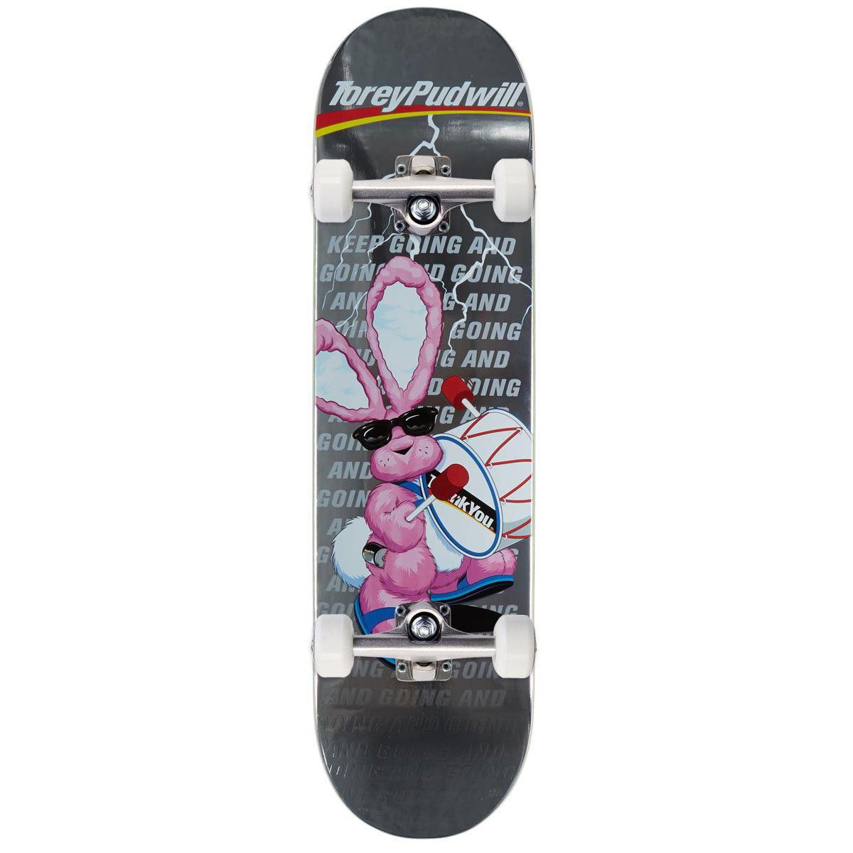 Thank You Torey Pudwill Keep Going Skateboard Complete - Silver Foil - 8.125