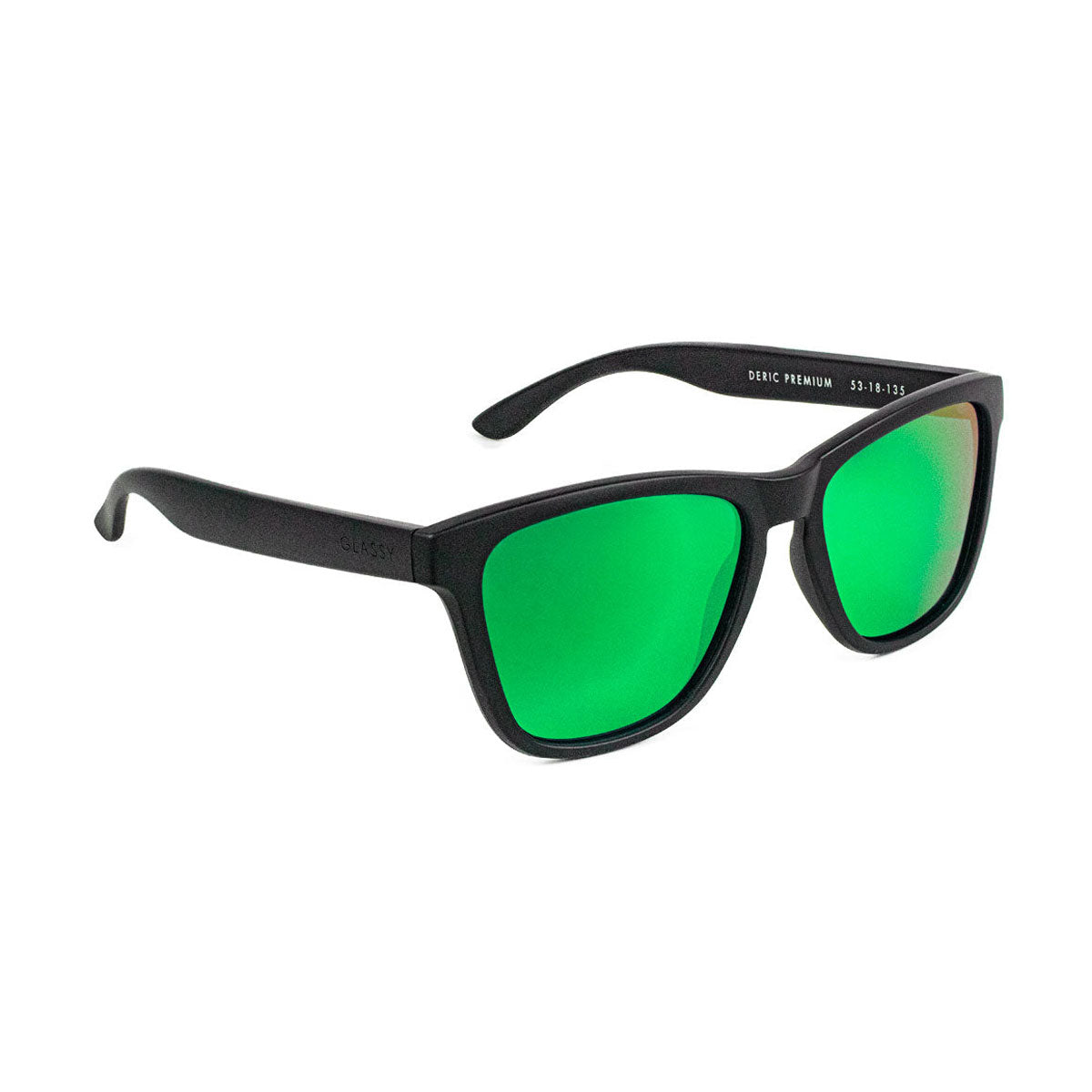 Glassy Deric Premium Polarized Sunglasses - Matte Black/Green Mirror image 1