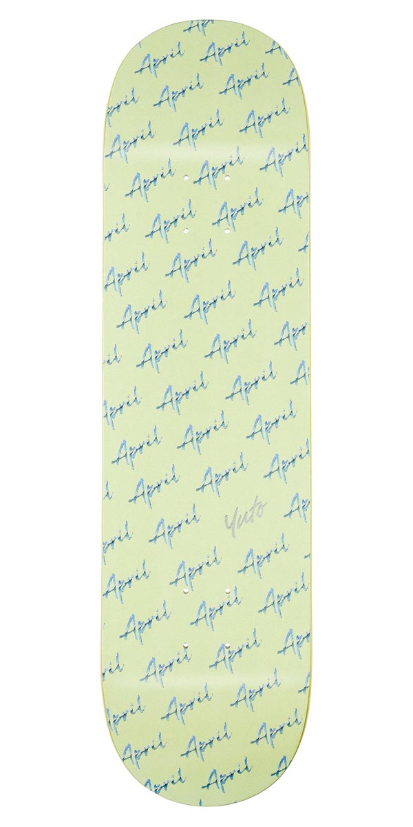 April Yuto Script Logo Skateboard Deck - Green - 8.00