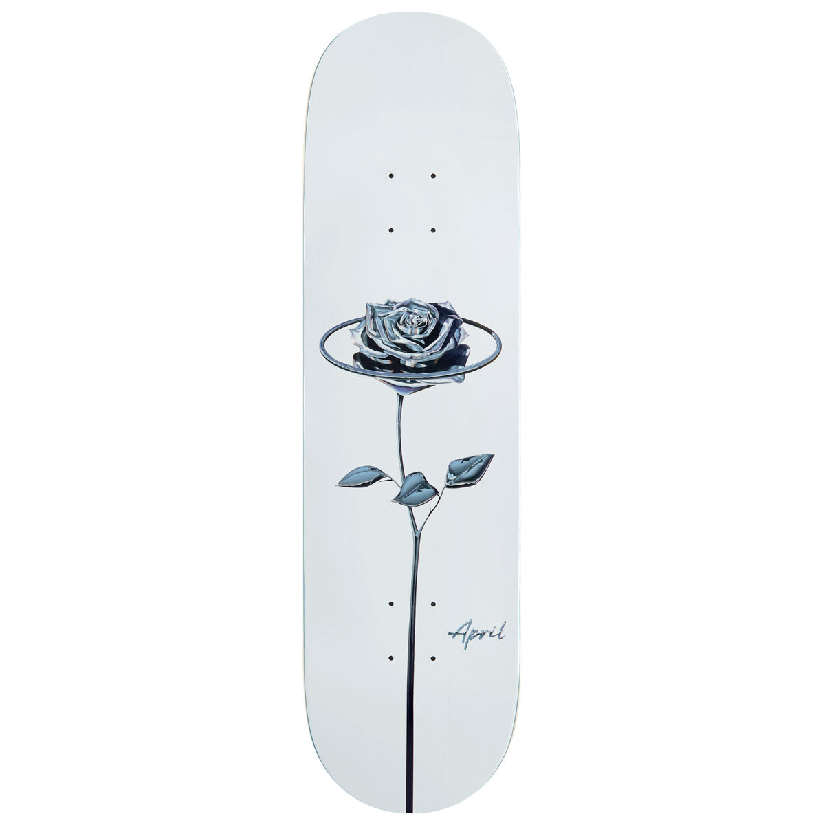 April Chrome Rose Skateboard Deck - White - 8.00