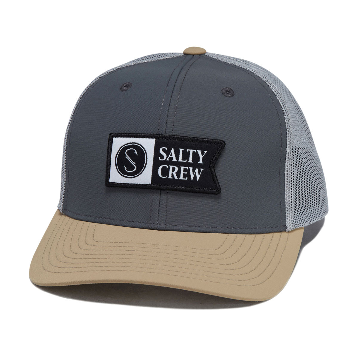 Salty Crew Pinnacle 2 Retro Trucker Hat - Grey/Tan image 1