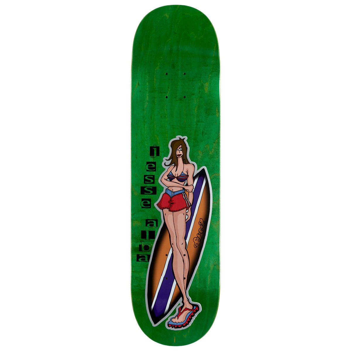 Frog Surfer Girl Jesse Alba Skateboard Deck - 8.50