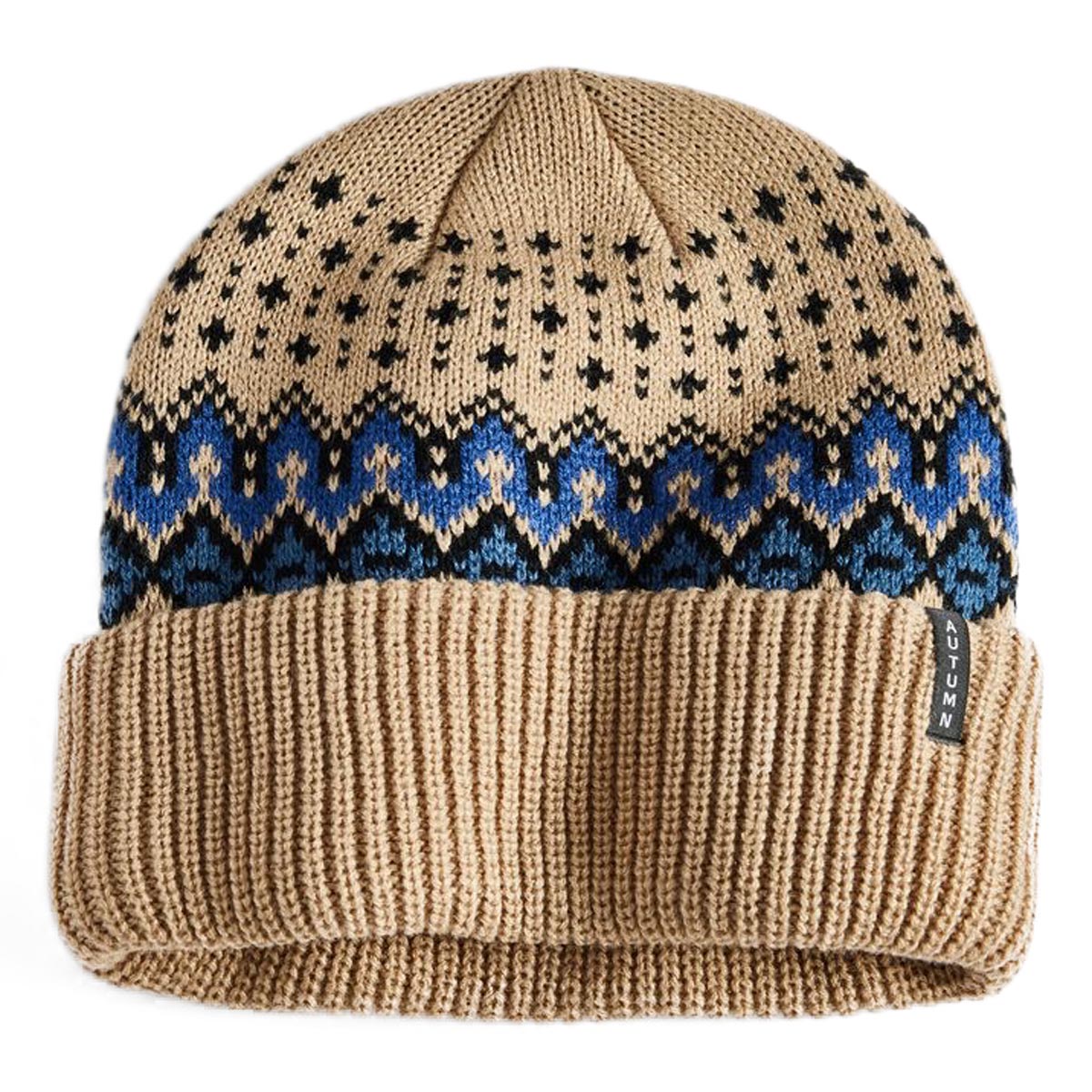 Autumn Fair Isle Beanie - Khaki image 1