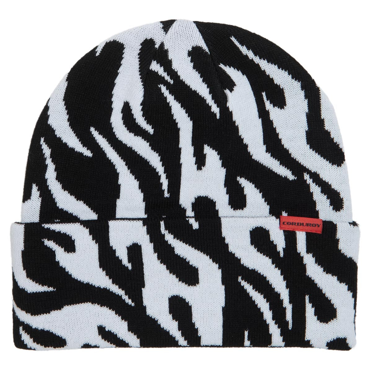 Corduroy Tribal Flames Beanie - Black image 1