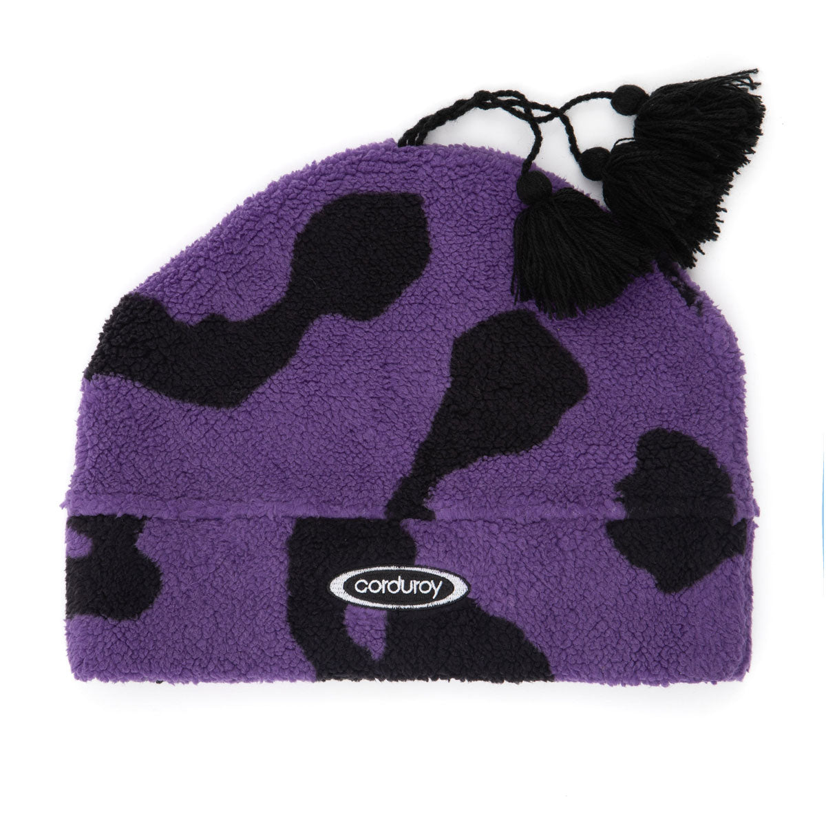 Corduroy Fleece Tassle Beanie - Purple image 1