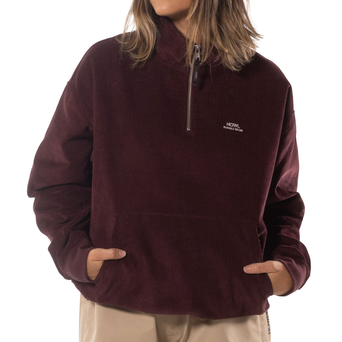 Howl Corduroy Half Zip Jacket - Burgundy image 3