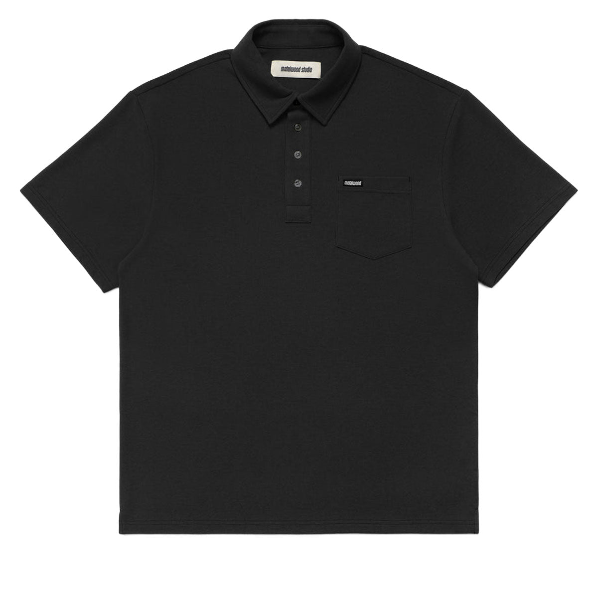 Metalwood Airy Pocket Polo Shirt - Black image 1