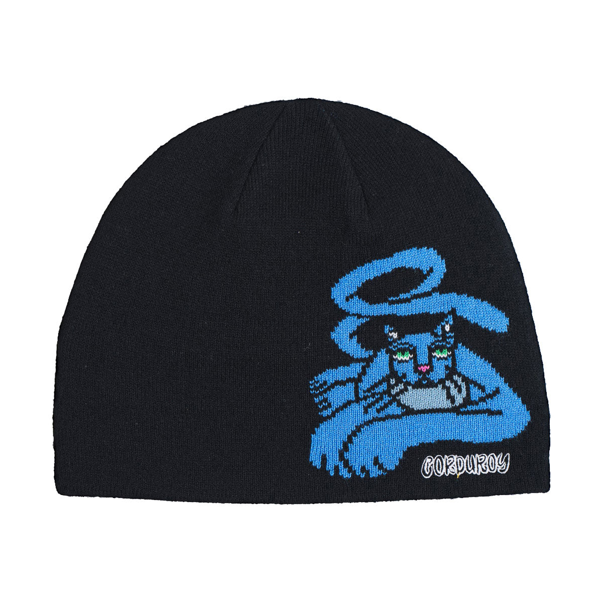 Corduroy Blue Cat By Jamie Lynn Beanie - Black image 1