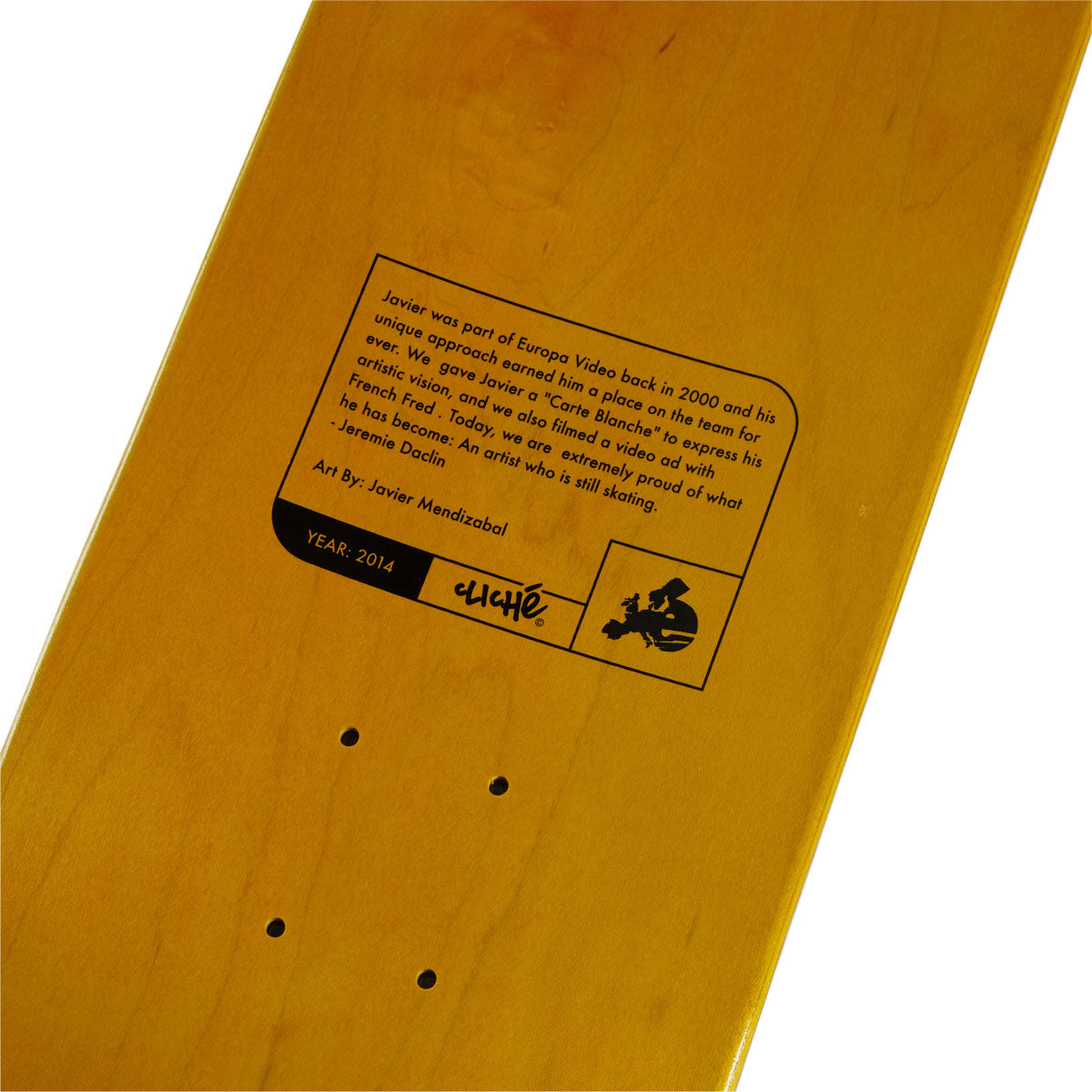 Cliché Javier Mendizabal Griptape Art Skateboard Deck - 8.25