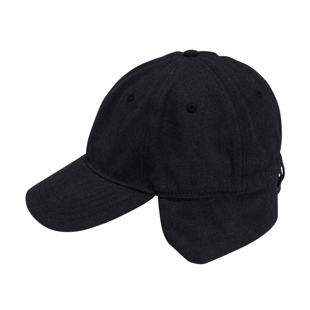 Autumn Washed Canvas Flap Hat - Black image 3