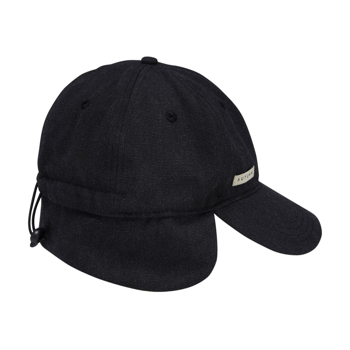 Autumn Washed Canvas Flap Hat - Black image 4
