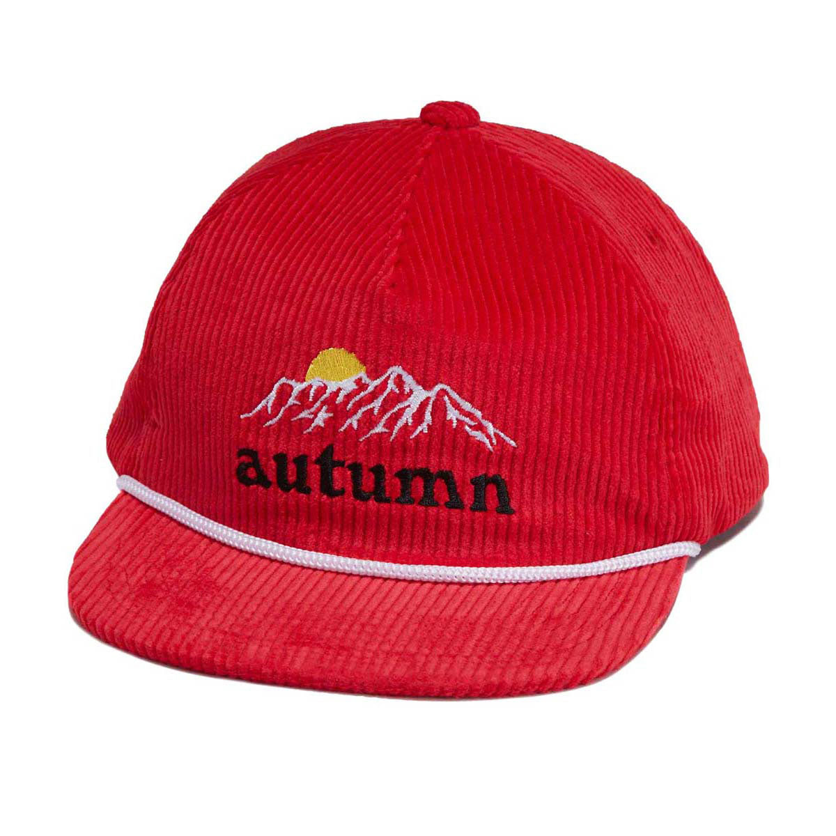 Autumn Cord 5 Panel Mesh Hat - Red image 1