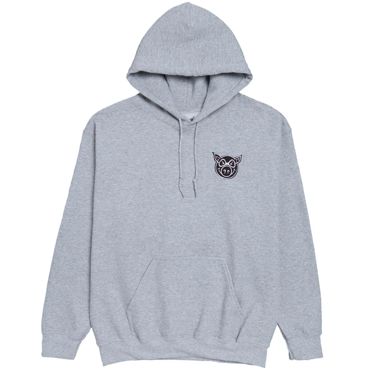 Pig Head Embroidered Hoodie - Heather Grey image 1