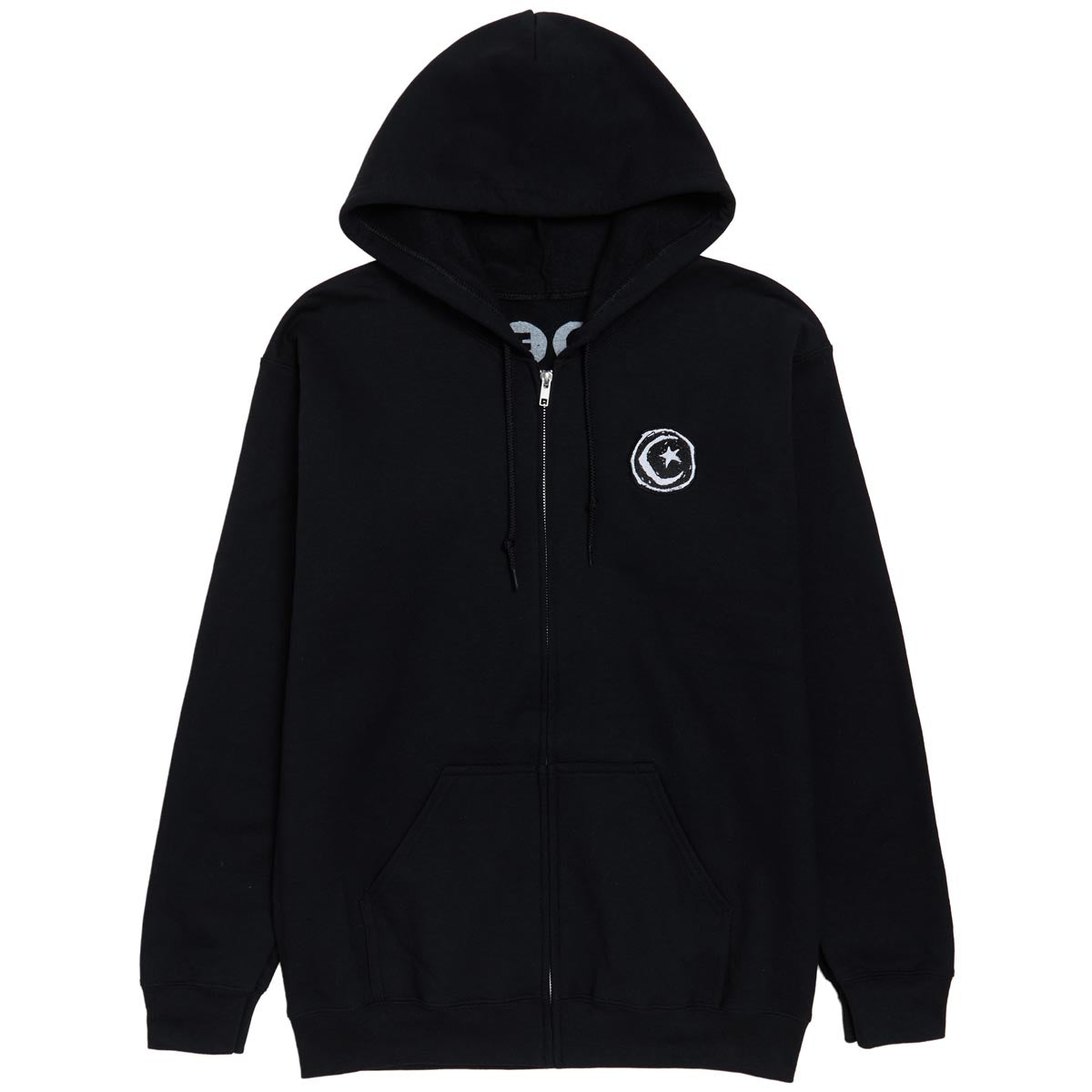 Foundation Star And Moon Embroidered Zip Hoodie - Black image 1