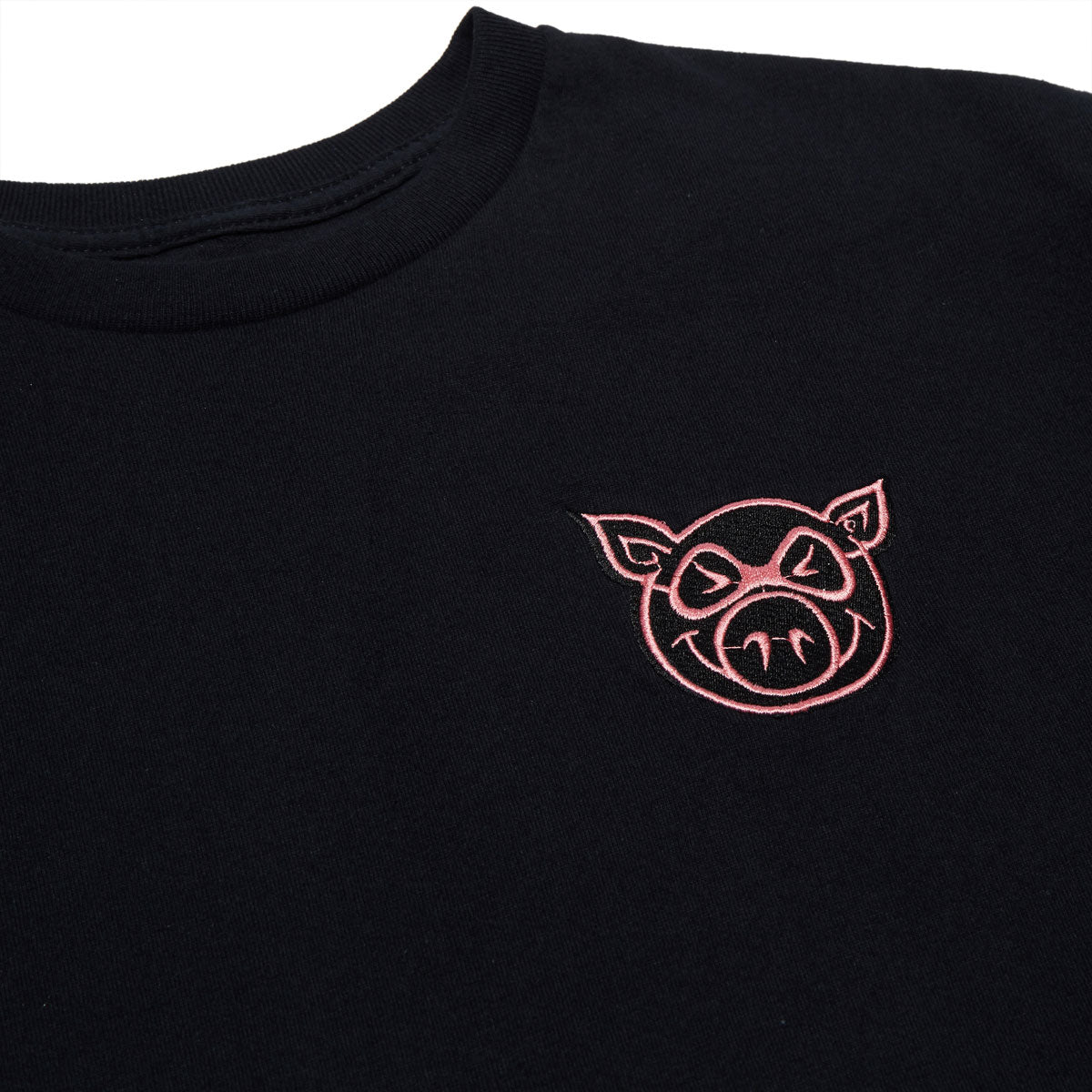 Pig Head Embroidery T-Shirt - Black image 2