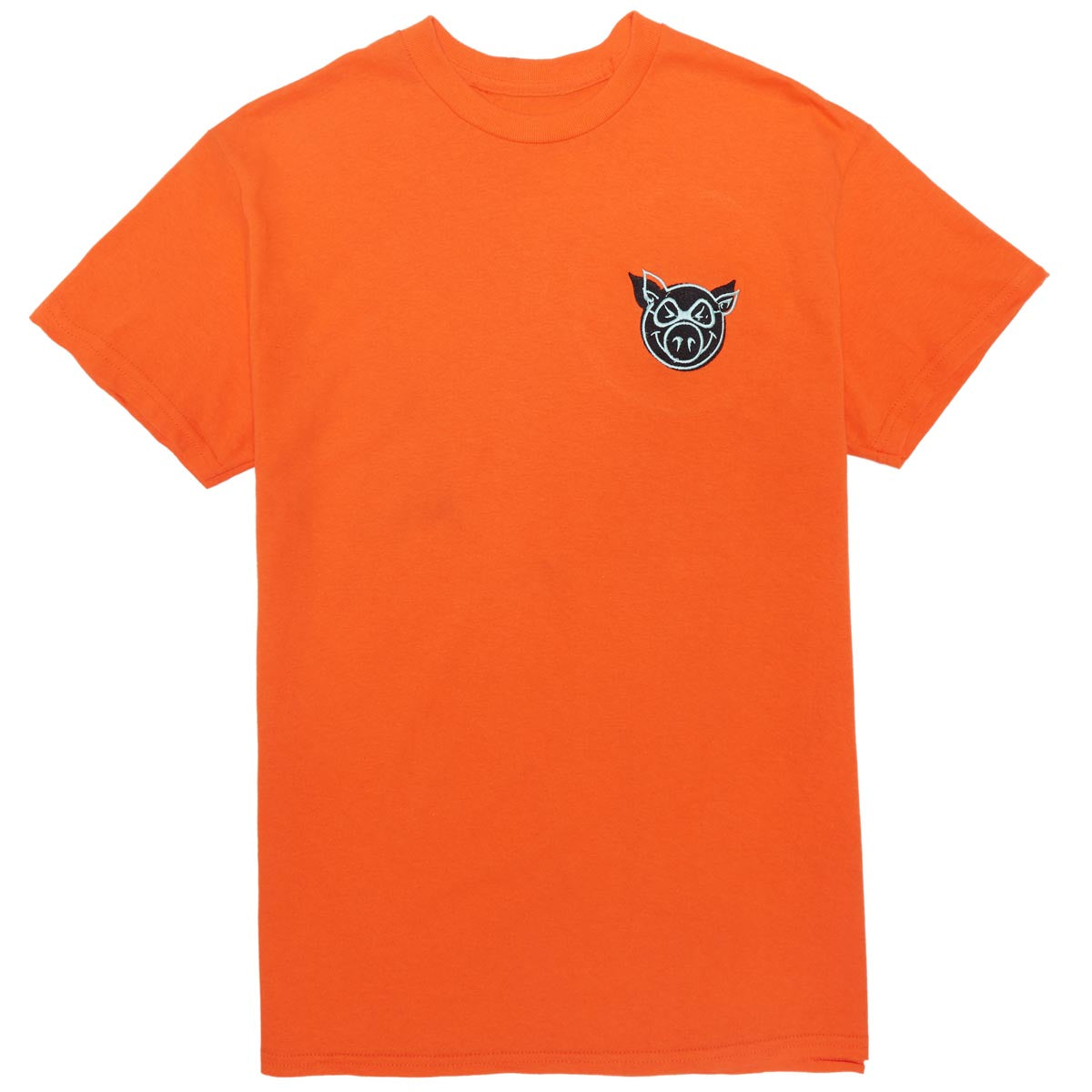 Pig Head Embroidery T-Shirt - Orange image 1