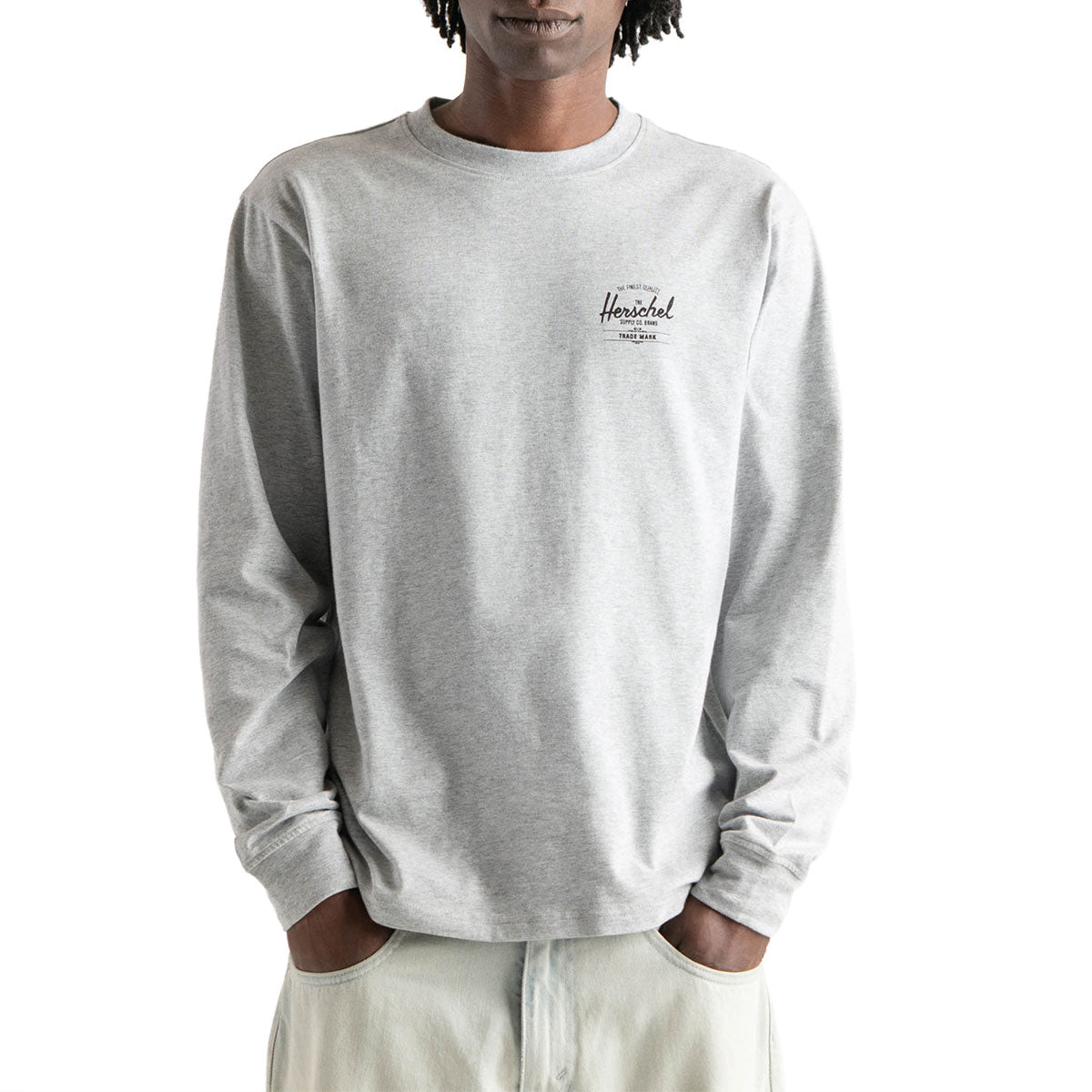 Herschel Supply Basic Long Sleeve T-Shirt - Heather Light Grey/Black image 2