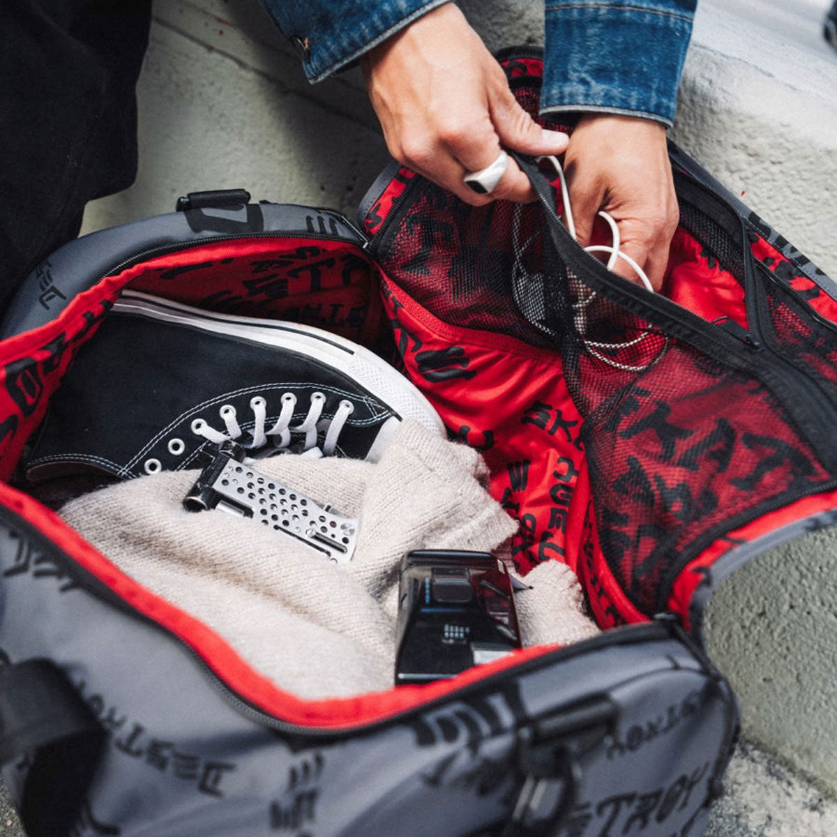 Herschel Supply x Thrasher Heritage Skate Duffle Bag - Asphalt/Black Destroy image 4