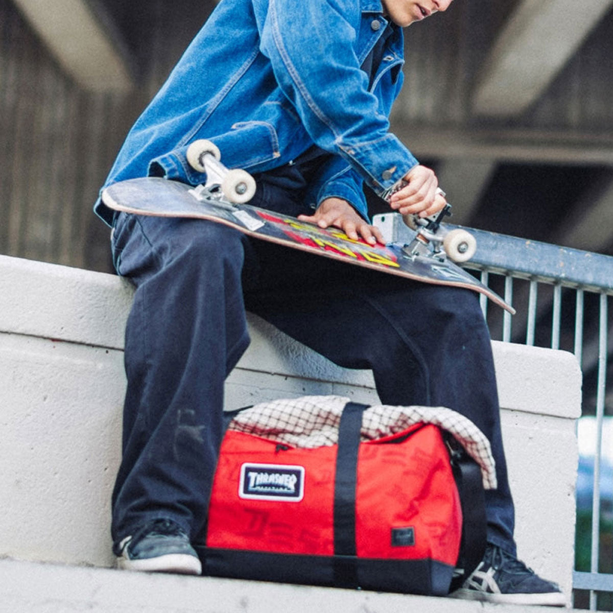 Herschel Supply x Thrasher Heritage Skate Duffle Bag - Racing Red/Barbados Cherry Destroy image 3