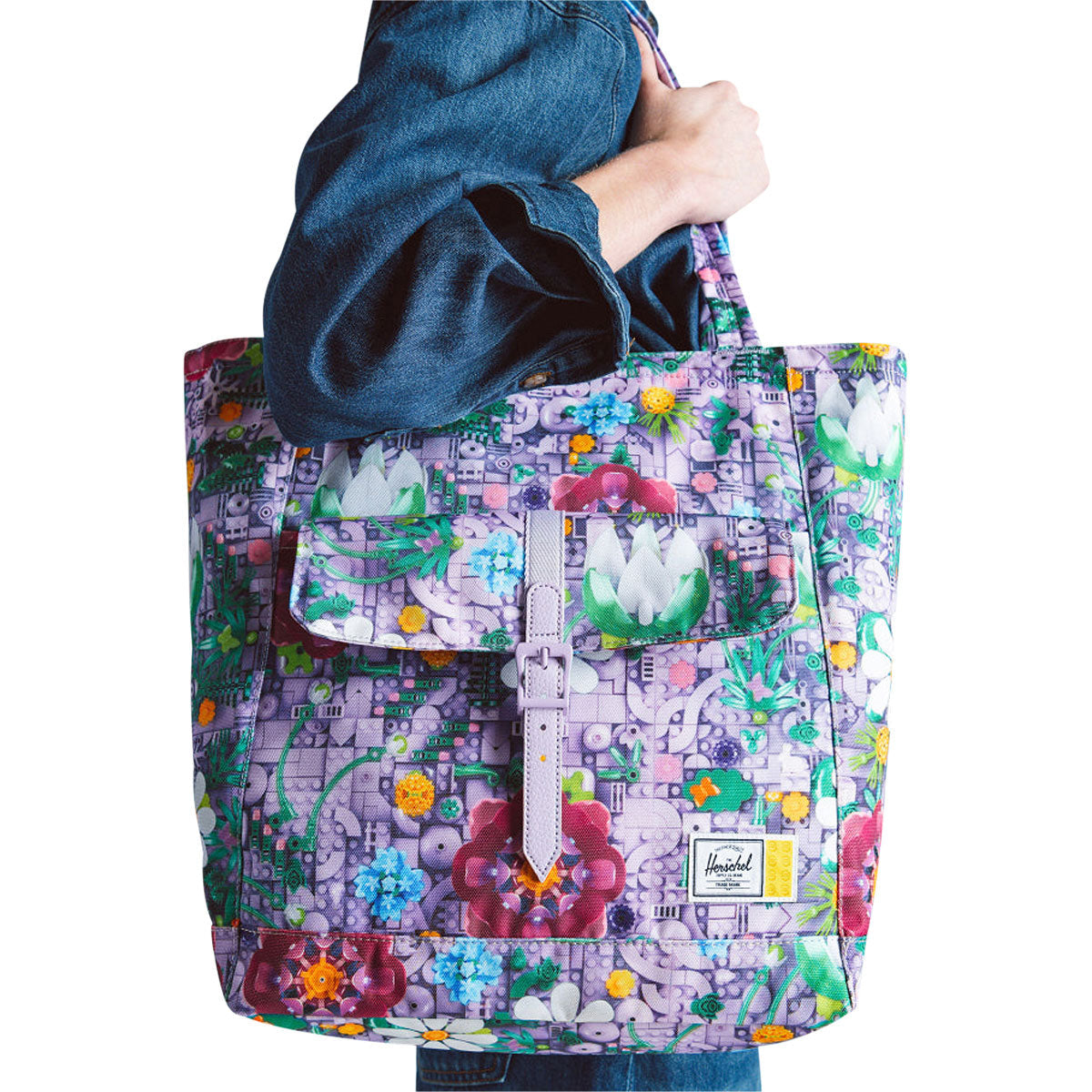Herschel Supply x LEGO Retreat Tote - HSC LEGO Botanical Floral Lavender image 5