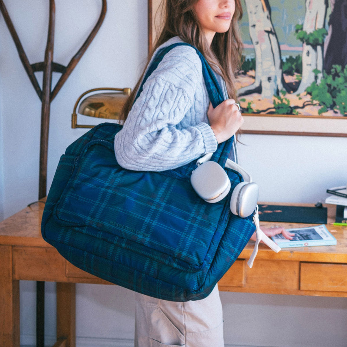 Herschel Supply Cloudform Duffle Bag - Tartan Plaid Black Iris image 5