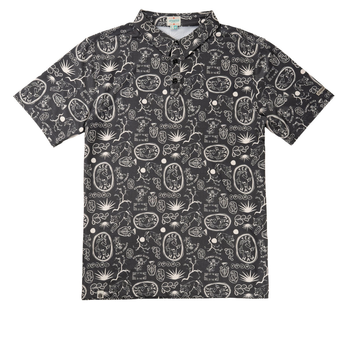 Sendero High Noon Performance Polo Shirt - Haw Yee Print Charcoal image 1