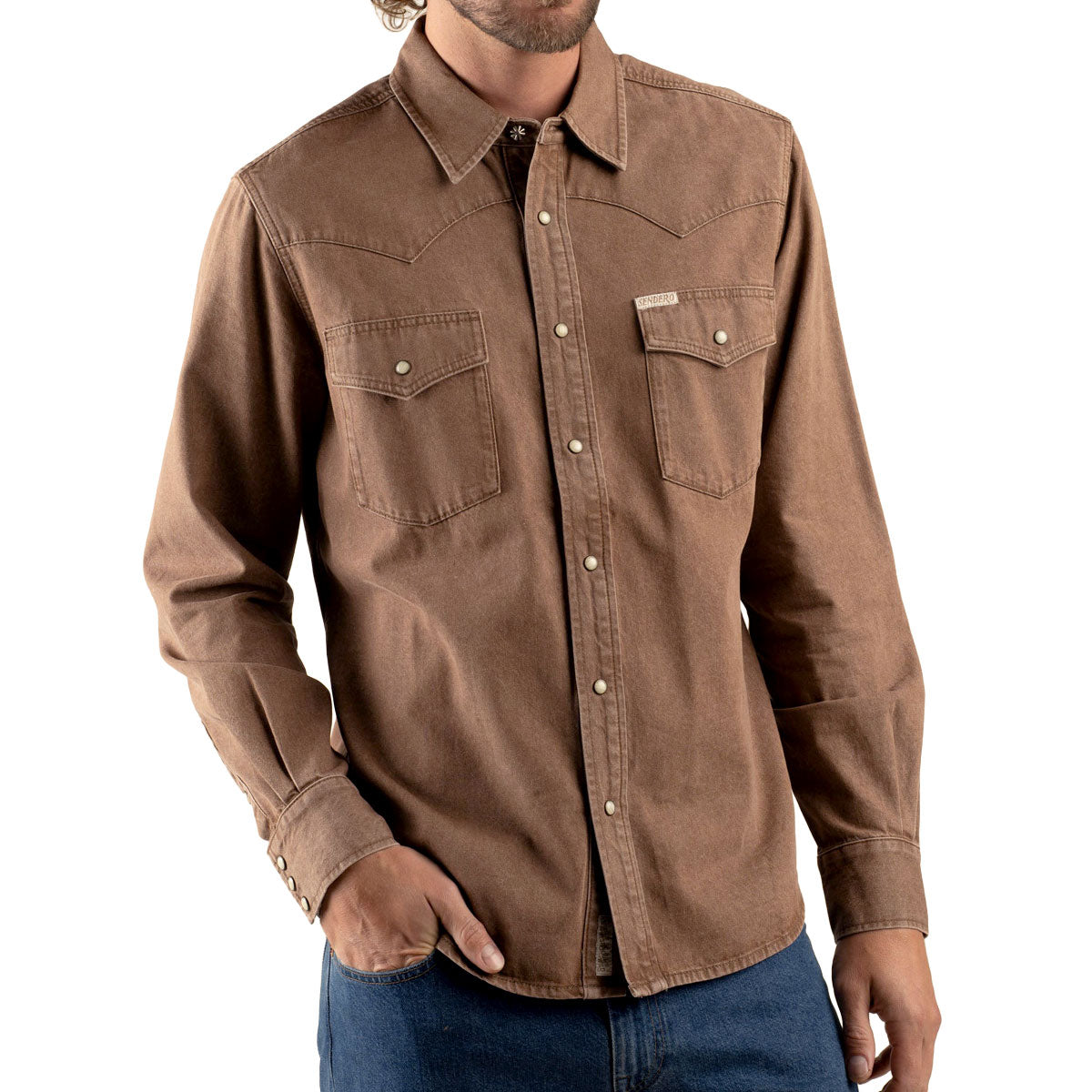 Sendero The Wyatt Pearl Snap Long Sleeve Shirt - Faded Brown image 1