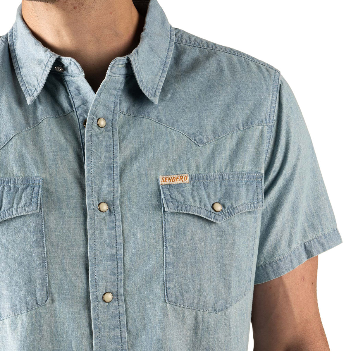 Sendero The Wyatt Pearl Snap Denim Shirt - Washed Indigo Chambray image 4