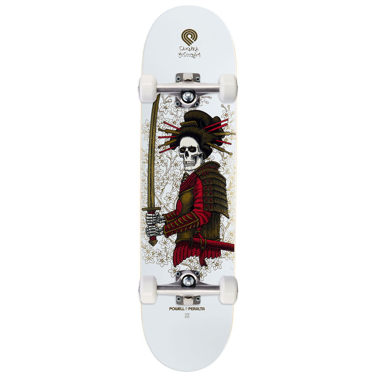 Powell-Peralta Sakura Yosozumi Onna-Bugeisha Skateboard Complete - White/Gold Foil - 8.25