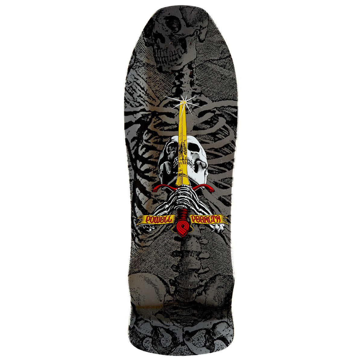 Powell-Peralta GeeGah Skull & Sword 10 Skateboard Deck - Silver Foil - 9.75