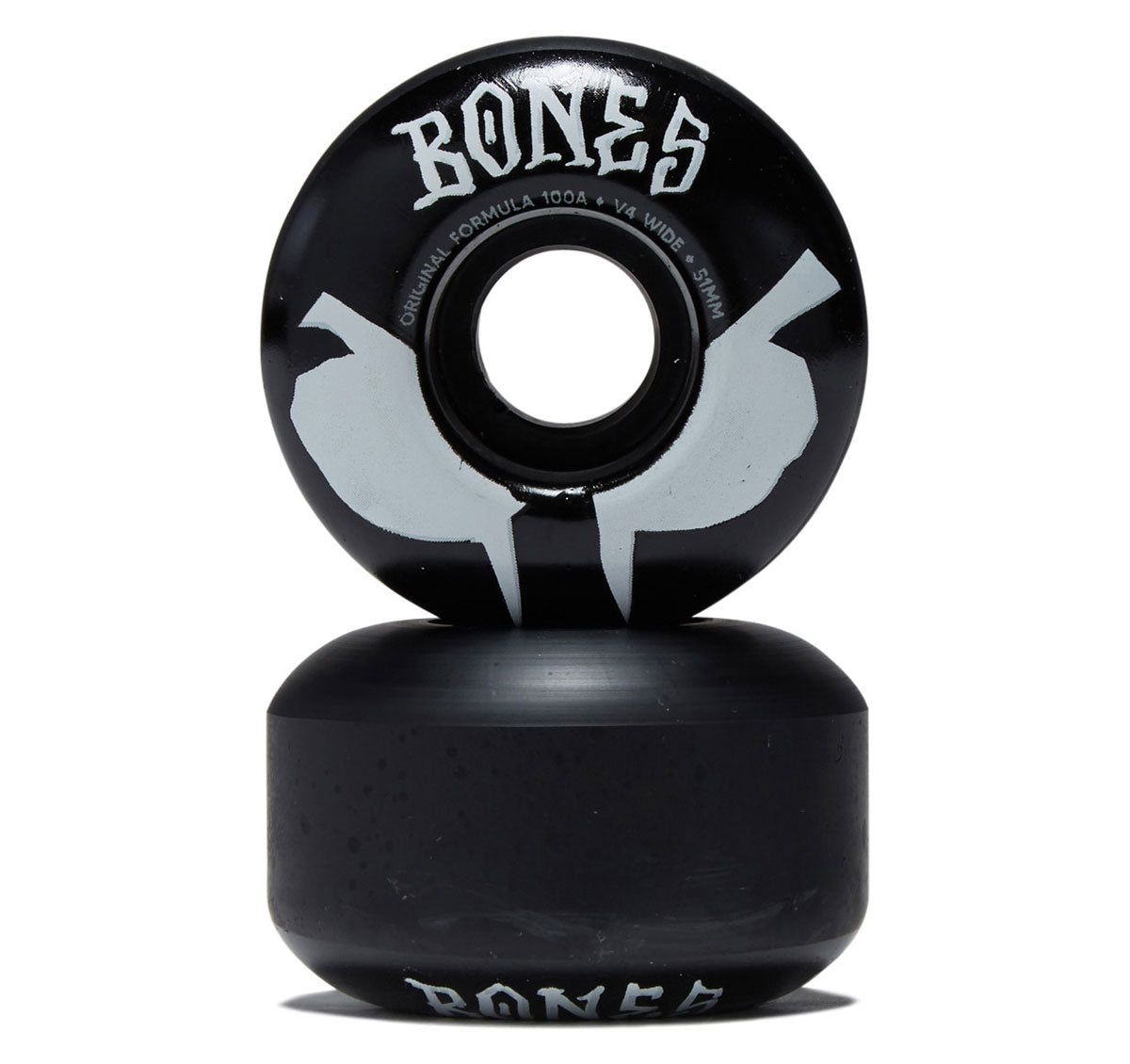Bones 100s Wides 100a V4 Wide Skateboard Wheels - Black 2026 - 51mm image 2