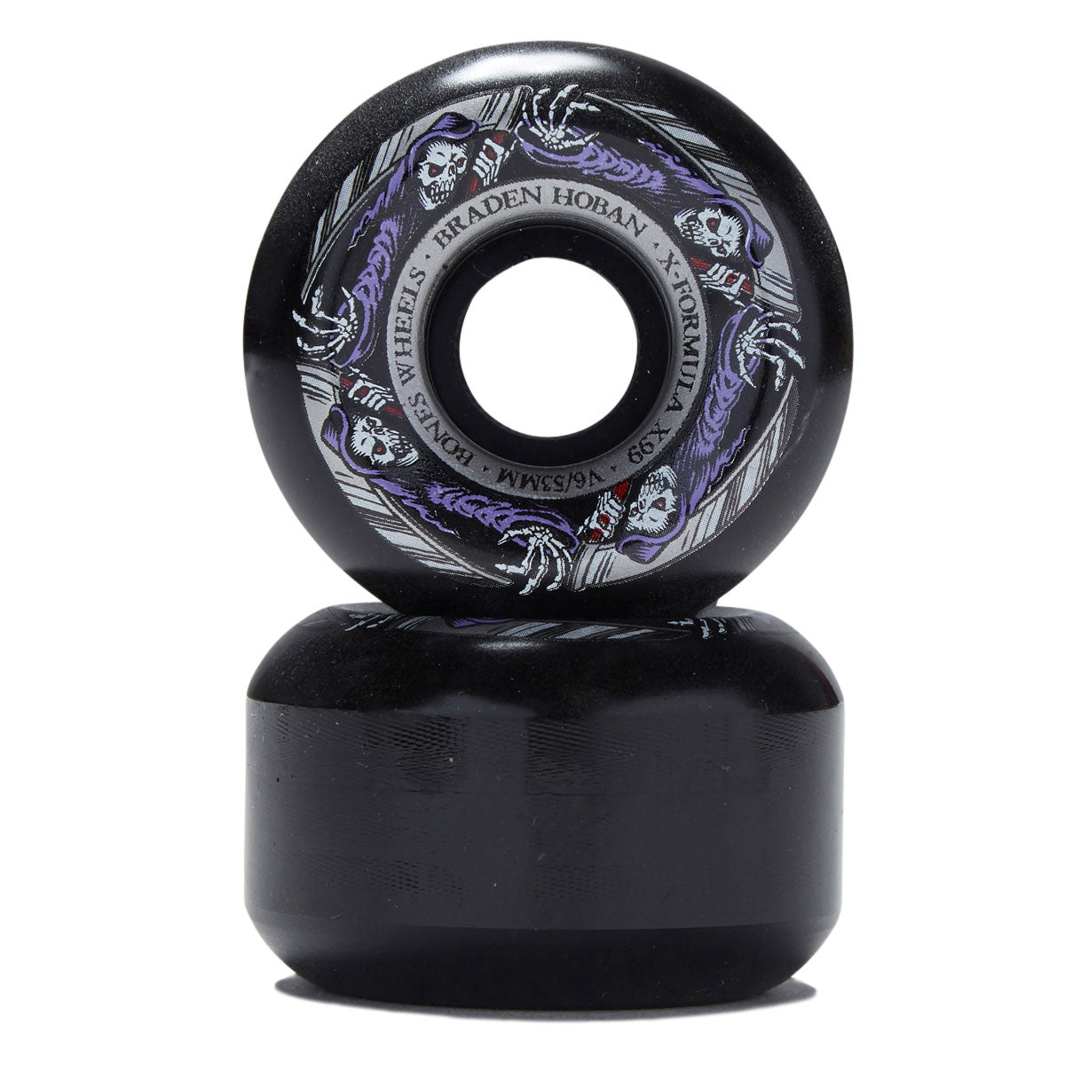 Bones X-Formula Braden Hoban Reaper 99a V6 Wide-Cut Skateboard Wheels - Black - 53mm image 2