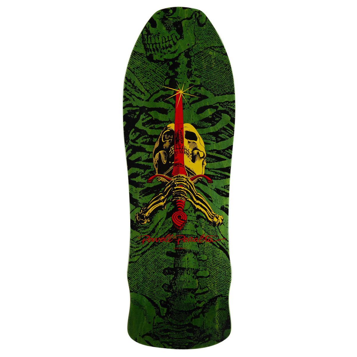 Powell-Peralta GeeGah Skull & Sword 11 Skateboard Deck - Green Veneer - 9.75