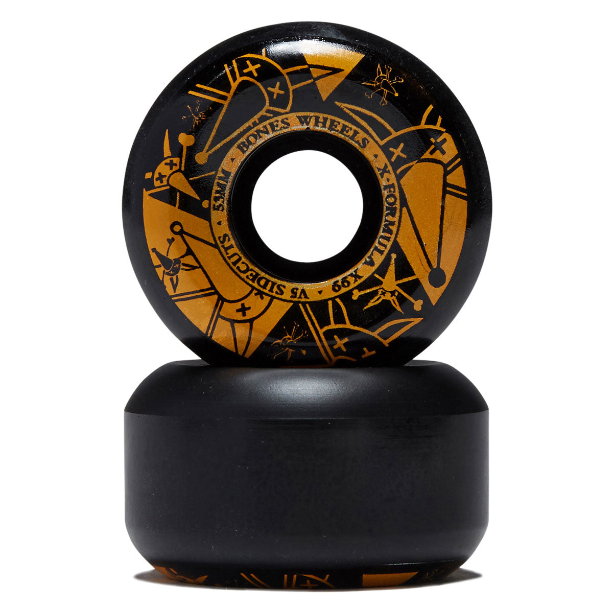 Bones X-Formula Vato Noir 99a V5 Sidecut Skateboard Wheels - Black - 53mm image 2