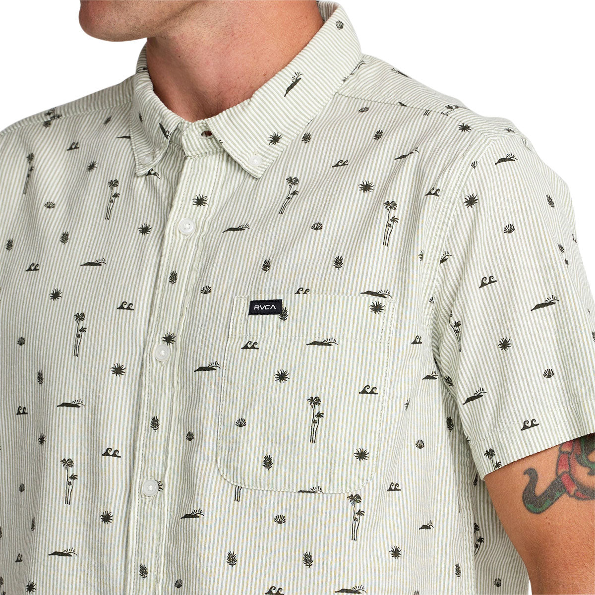 RVCA Thatll Do Seersucker Shirt - Ranger Green image 3
