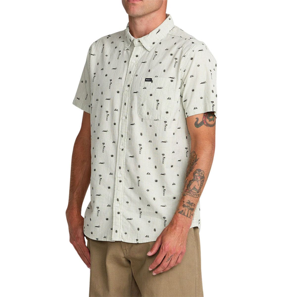 RVCA Thatll Do Seersucker Shirt - Ranger Green image 4