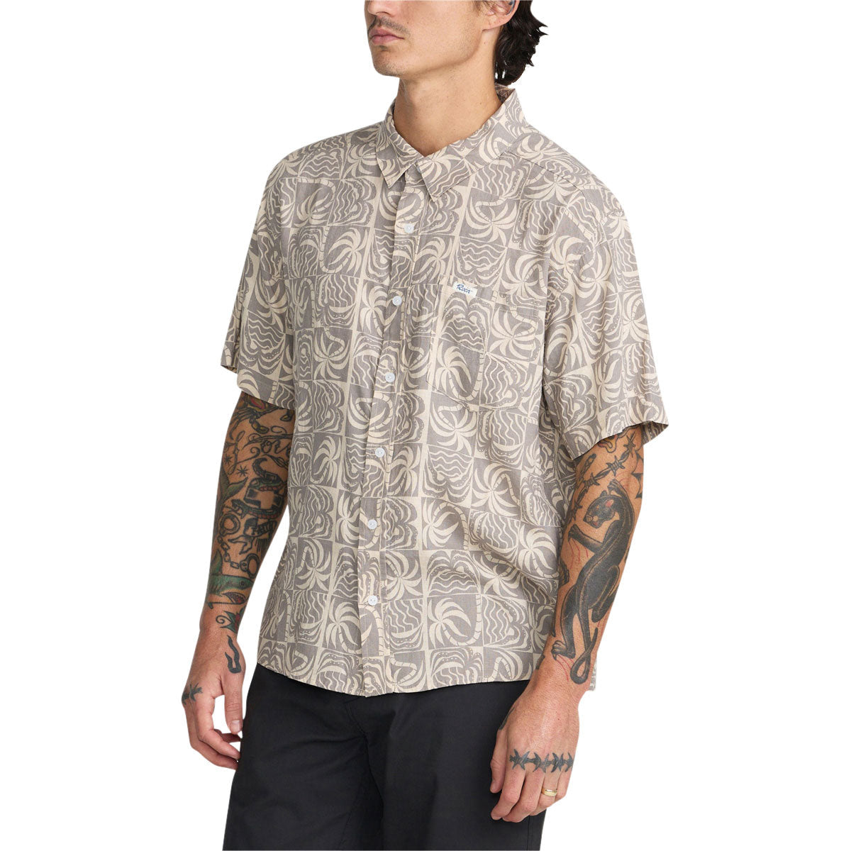 RVCA Exotica Palm Days Shirt - Light Burlap image 4