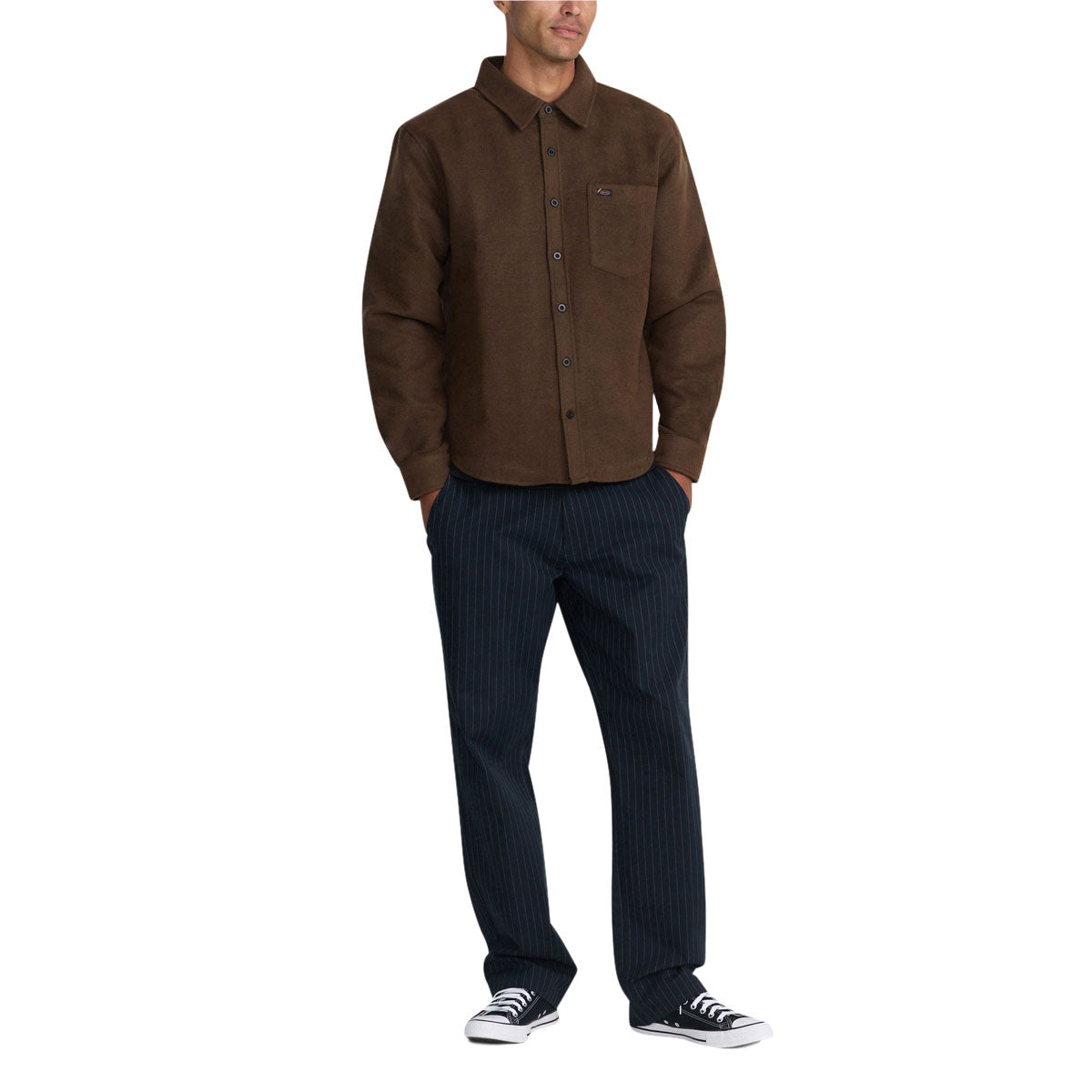 RVCA Dayshift Solid Flannel Shirt - Bombay Brown image 5