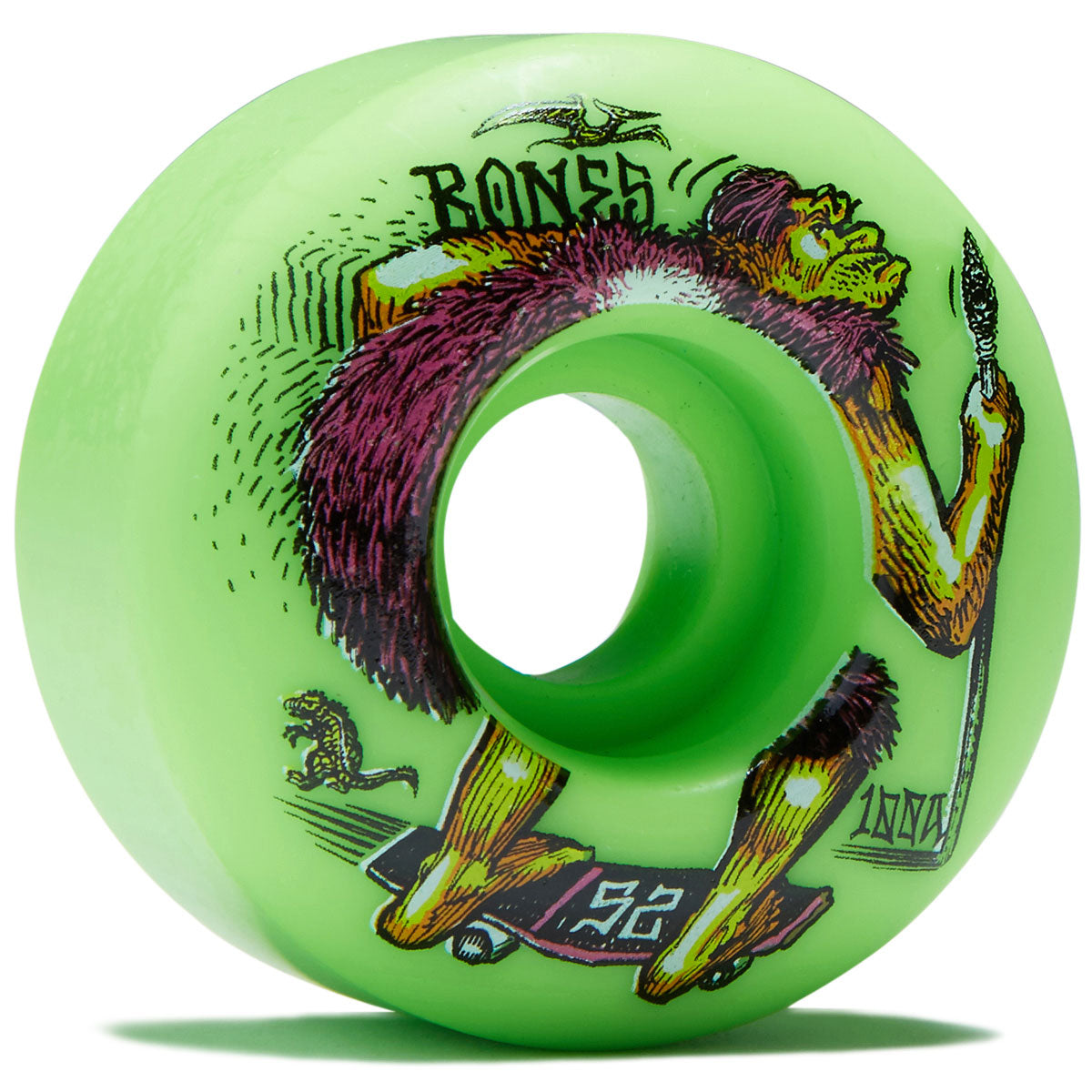 Bones NEONdrethal 100a V4 Wide Skateboard Wheels - Green - 52mm image 1