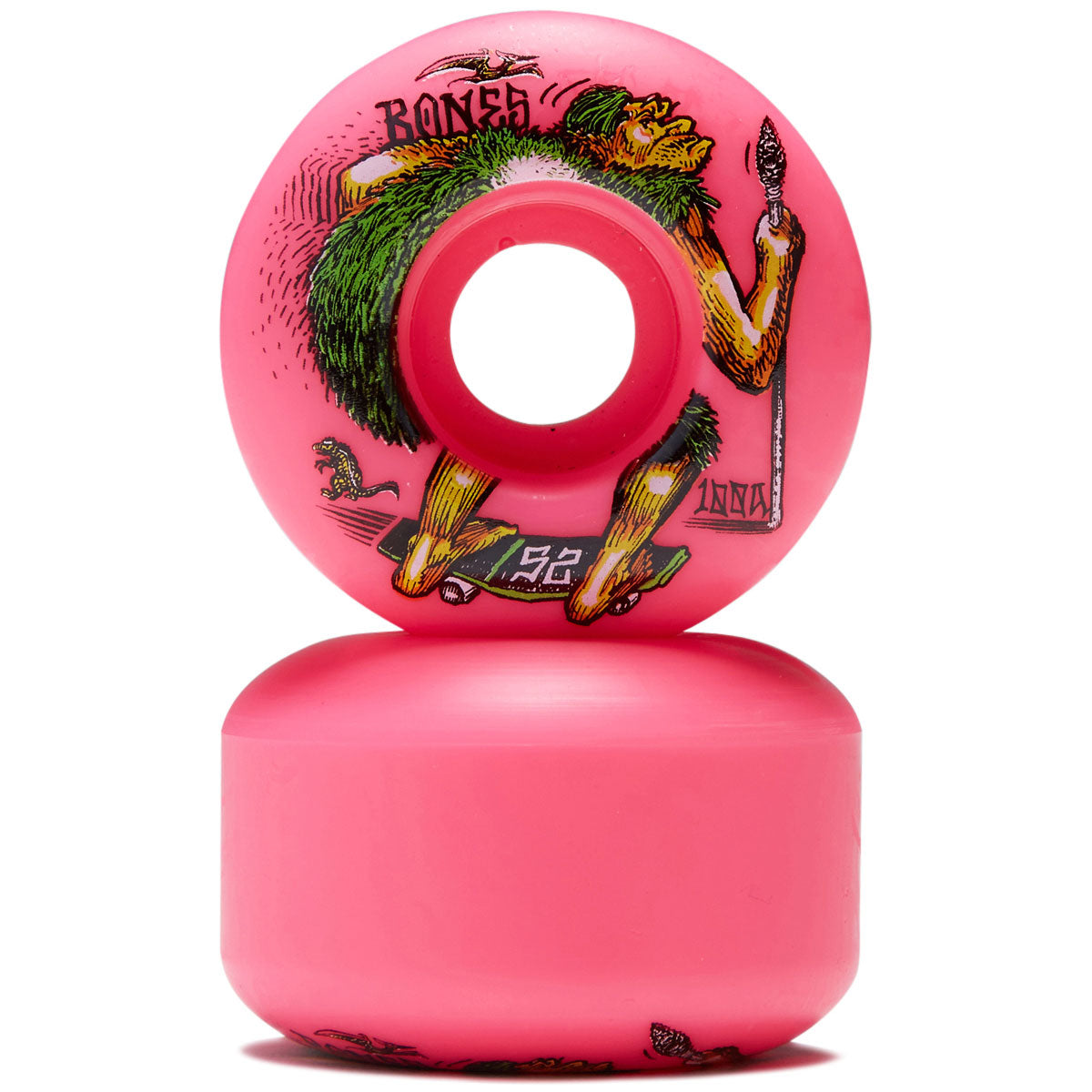 Bones NEONdrethal 100a V4 Wide Skateboard Wheels - Pink - 52mm image 2