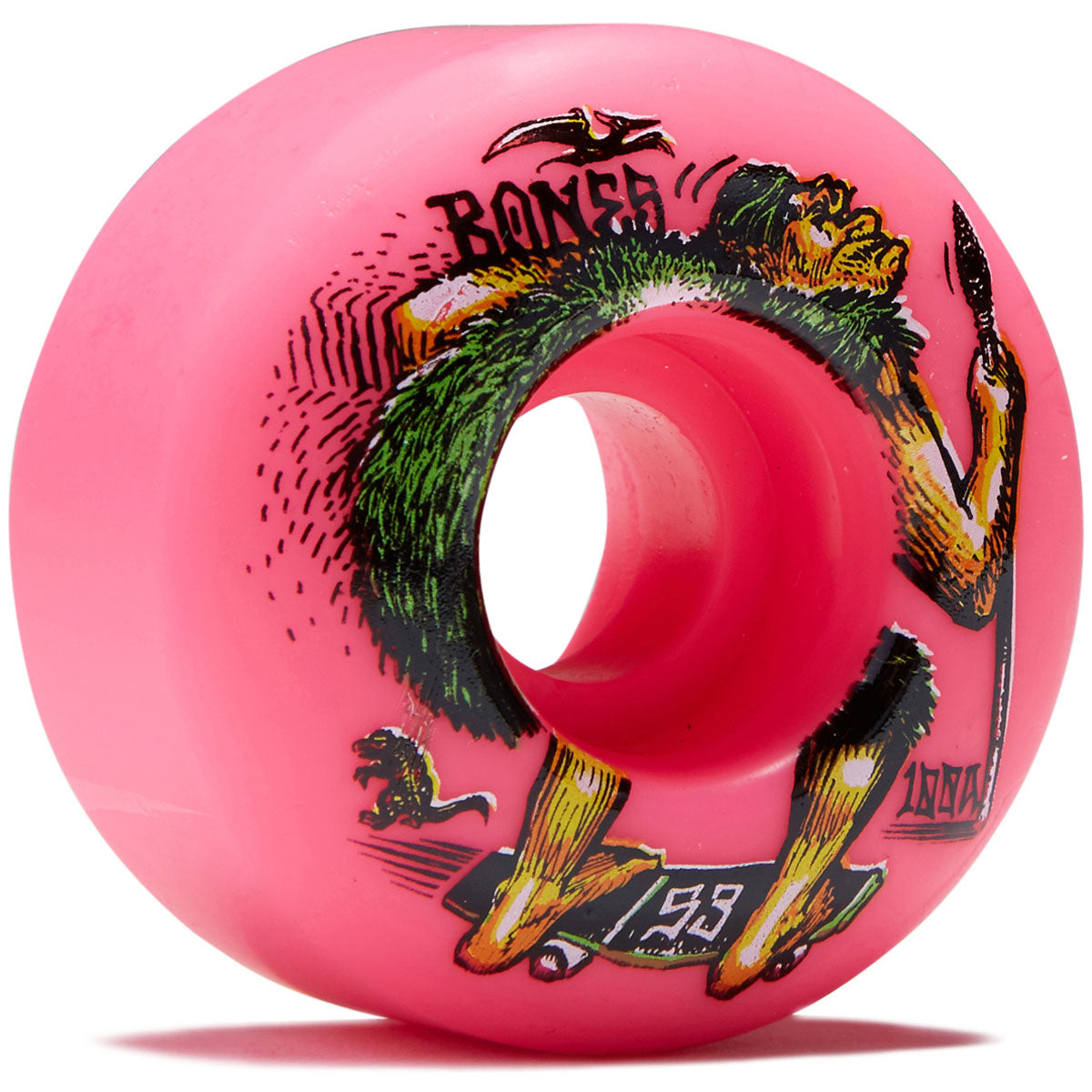 Bones NEONdrethal 100a V4 Wide Skateboard Wheels - Pink - 53mm image 1