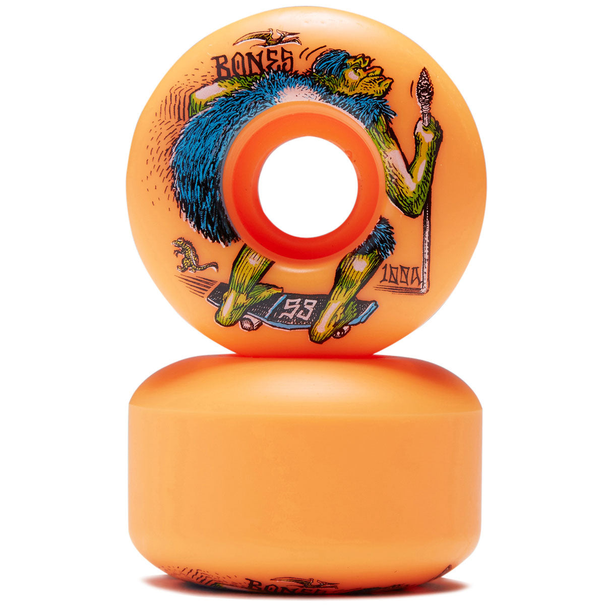 Bones NEONdrethal 100a V4 Wide Skateboard Wheels - Orange - 53mm image 2