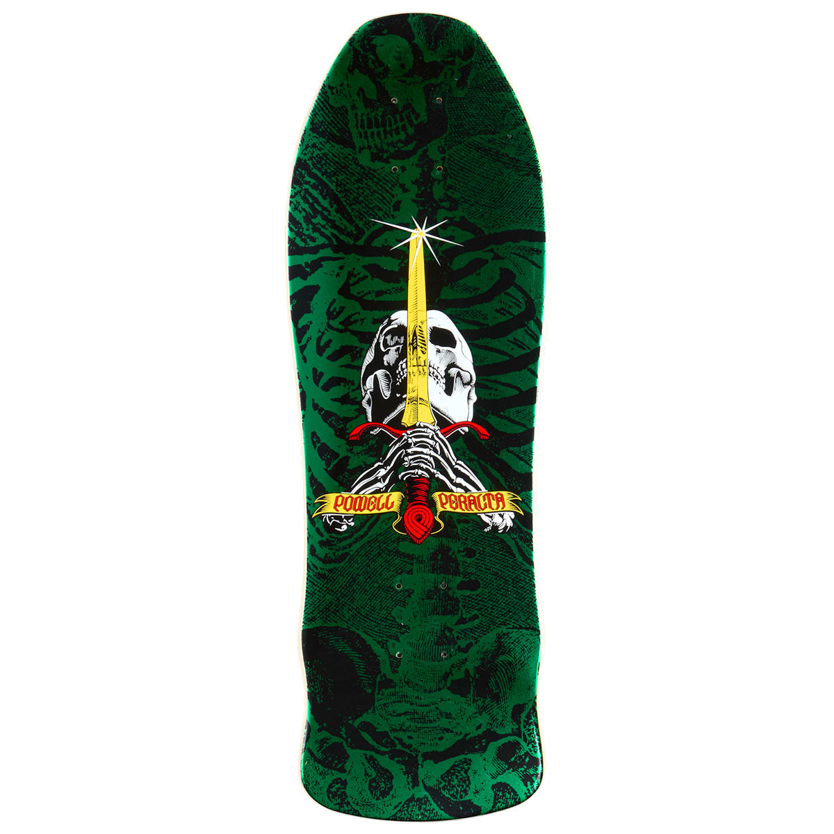 Powell-Peralta Geegah Skull & Sword Skateboard Deck - Green Foil - 9.75