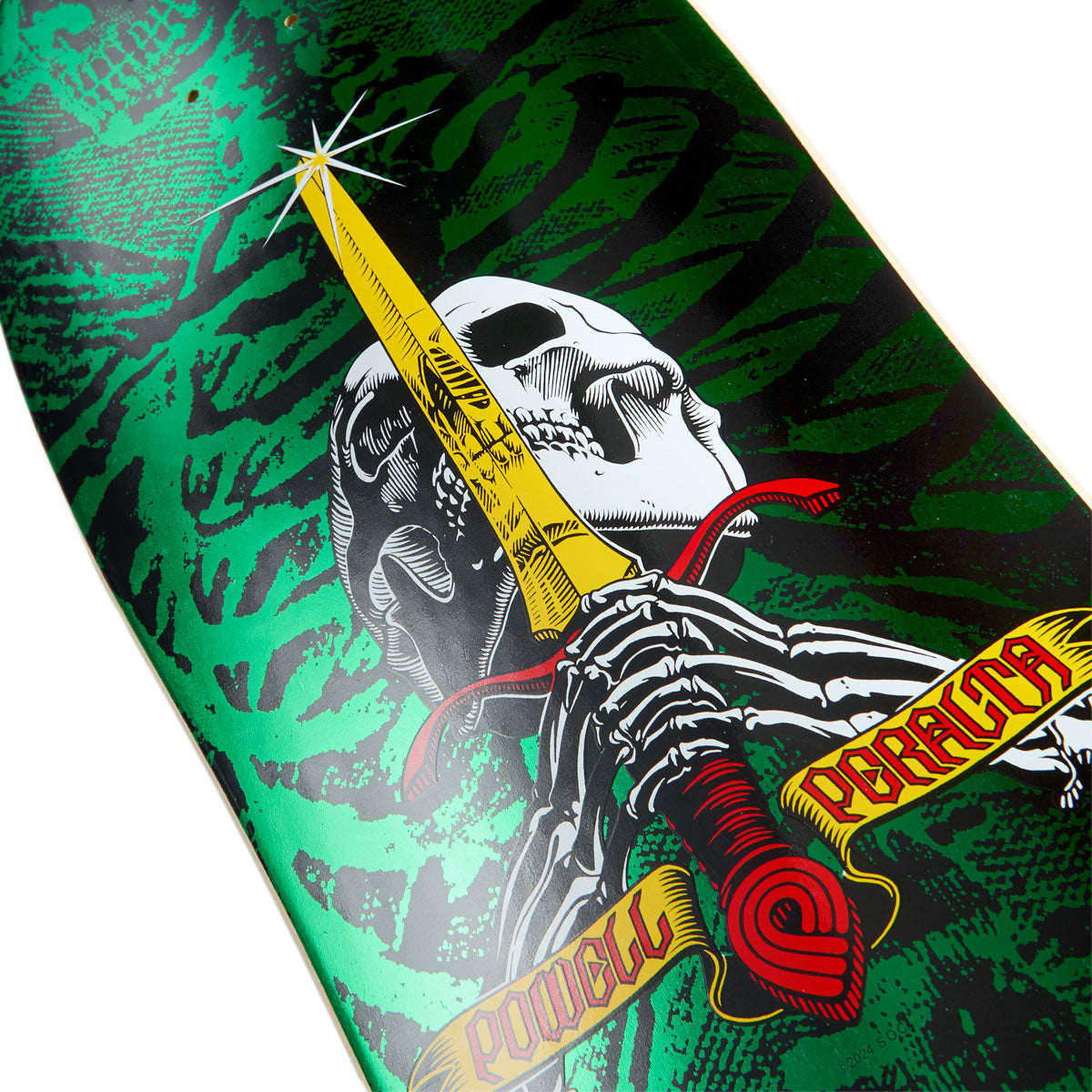 Powell-Peralta Geegah Skull & Sword Skateboard Deck - Green Foil - 9.75