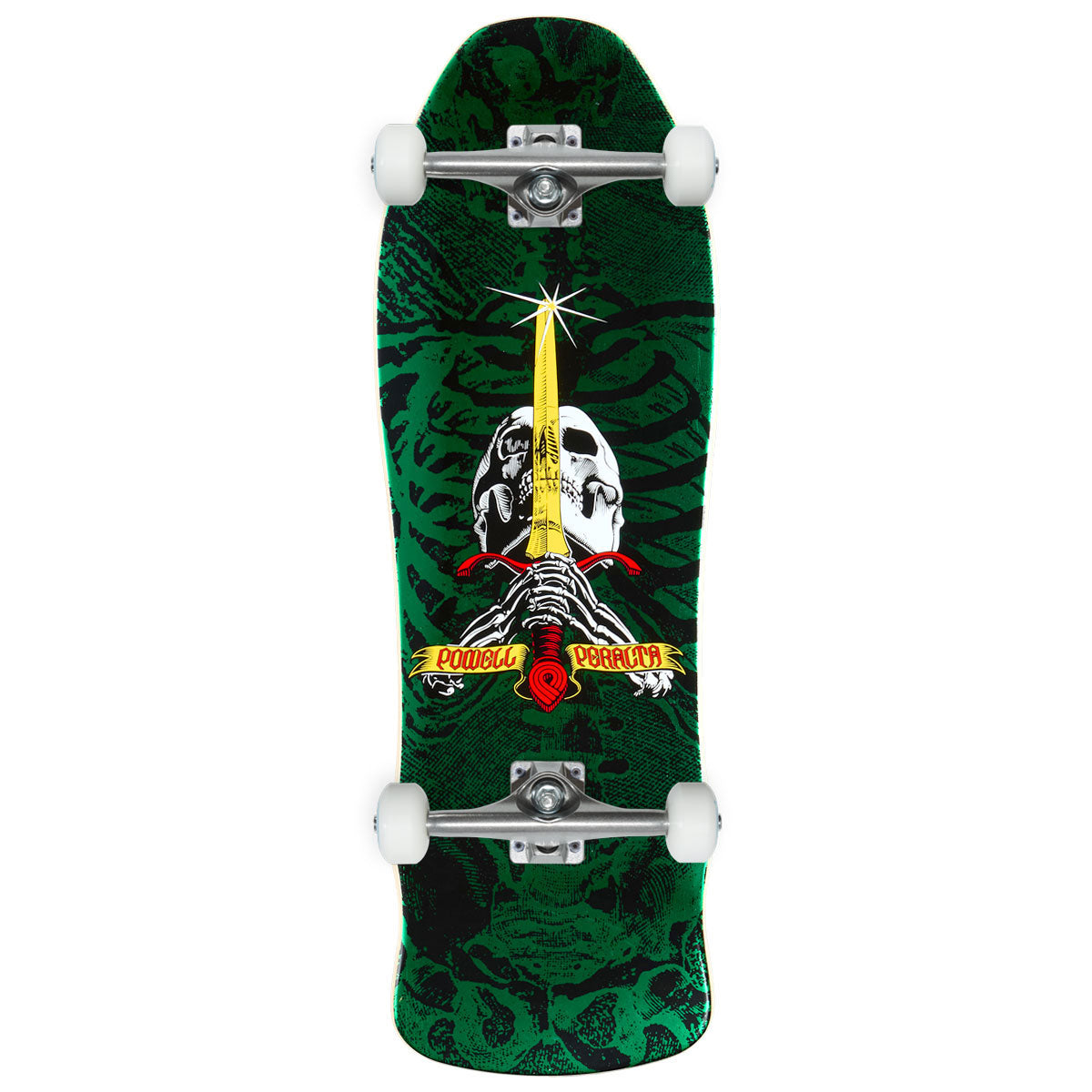 Powell-Peralta Geegah Skull & Sword Skateboard Complete - Green Foil - 9.75